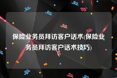 保险业务员拜访客户话术(保险业务员拜访客户话术技巧)