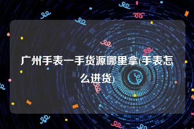 广州手表一手货源哪里拿(手表怎么进货)