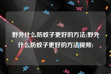 野外什么防蚊子更好的方法(野外什么防蚊子更好的方法视频)