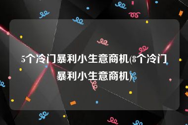 5个冷门暴利小生意商机(8个冷门暴利小生意商机)