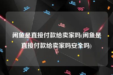 闲鱼是直接付款给卖家吗(闲鱼是直接付款给卖家吗安全吗)