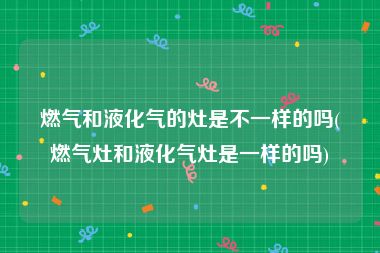 燃气和液化气的灶是不一样的吗(燃气灶和液化气灶是一样的吗)