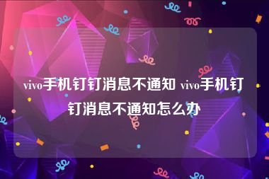 vivo手机钉钉消息不通知 vivo手机钉钉消息不通知怎么办