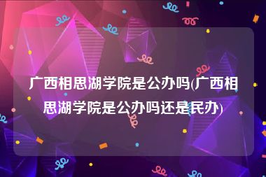 广西相思湖学院是公办吗(广西相思湖学院是公办吗还是民办)