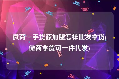 微商一手货源加盟怎样批发拿货(微商拿货可一件代发)