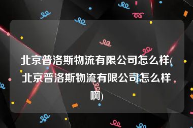 北京普洛斯物流有限公司怎么样(北京普洛斯物流有限公司怎么样啊)