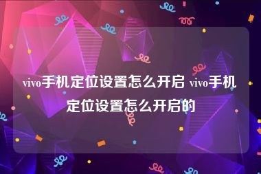 vivo手机定位设置怎么开启 vivo手机定位设置怎么开启的