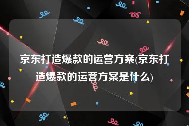 京东打造爆款的运营方案(京东打造爆款的运营方案是什么)