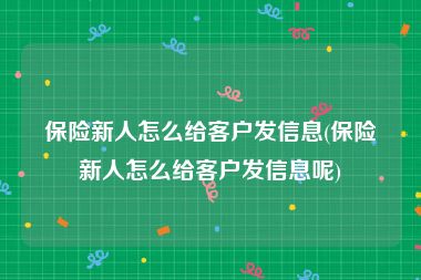 保险新人怎么给客户发信息(保险新人怎么给客户发信息呢)