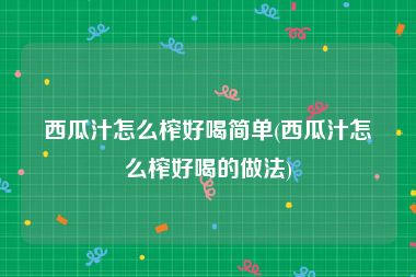 西瓜汁怎么榨好喝简单(西瓜汁怎么榨好喝的做法)