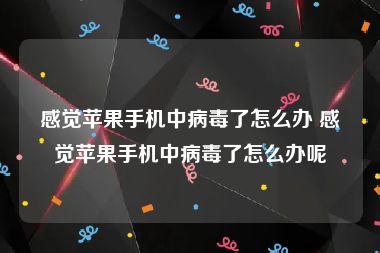 感觉苹果手机中病毒了怎么办 感觉苹果手机中病毒了怎么办呢