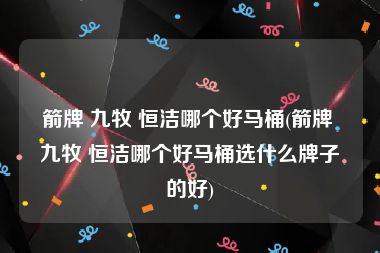 箭牌 九牧 恒洁哪个好马桶(箭牌 九牧 恒洁哪个好马桶选什么牌子的好)