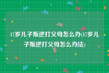 17岁儿子叛逆打父母怎么办(17岁儿子叛逆打父母怎么办法)