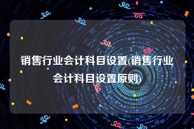 销售行业会计科目设置(销售行业会计科目设置原则)