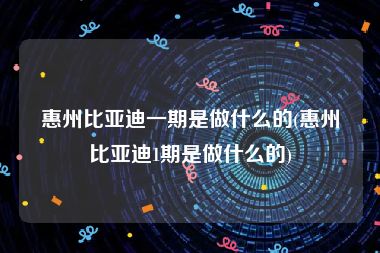 惠州比亚迪一期是做什么的(惠州比亚迪1期是做什么的)