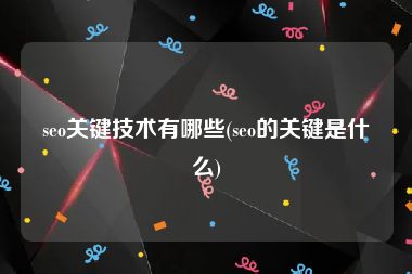 seo关键技术有哪些(seo的关键是什么)