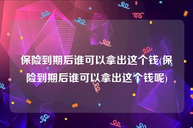 保险到期后谁可以拿出这个钱(保险到期后谁可以拿出这个钱呢)