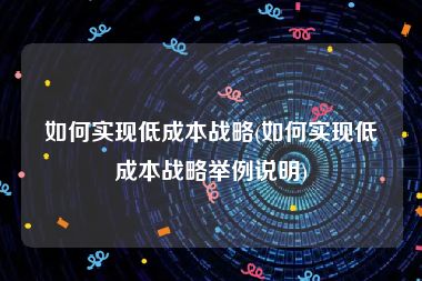 如何实现低成本战略(如何实现低成本战略举例说明)