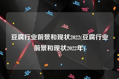 豆腐行业前景和现状2022(豆腐行业前景和现状2022年)