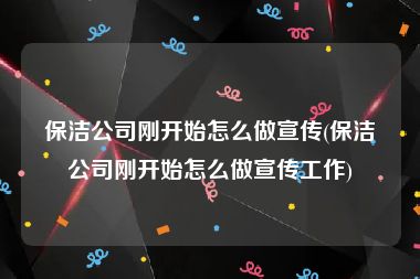 保洁公司刚开始怎么做宣传(保洁公司刚开始怎么做宣传工作)