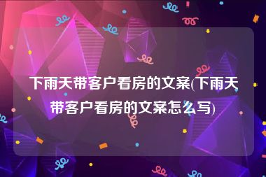 下雨天带客户看房的文案(下雨天带客户看房的文案怎么写)