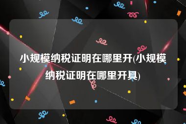 小规模纳税证明在哪里开(小规模纳税证明在哪里开具)