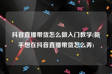 抖音直播带货怎么做入门教学(新手想在抖音直播带货怎么弄)