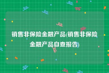 销售非保险金融产品(销售非保险金融产品自查报告)