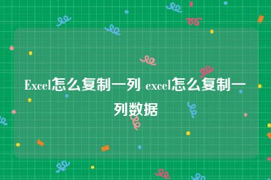 Excel怎么复制一列 excel怎么复制一列数据