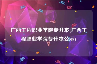 广西工程职业学院专升本(广西工程职业学院专升本公示)