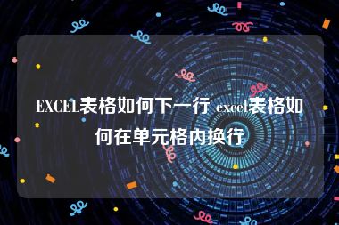 EXCEL表格如何下一行 excel表格如何在单元格内换行