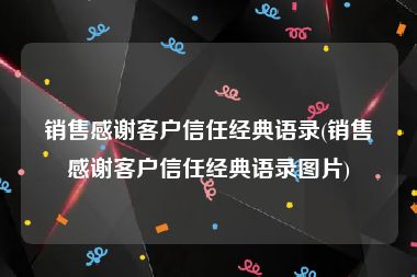 销售感谢客户信任经典语录(销售感谢客户信任经典语录图片)