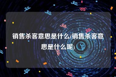 销售杀客意思是什么(销售杀客意思是什么呢)