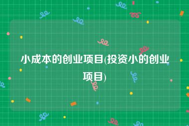 小成本的创业项目(投资小的创业项目)