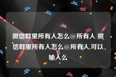 微信群里所有人怎么@所有人 微信群里所有人怎么@所有人,可以输入么