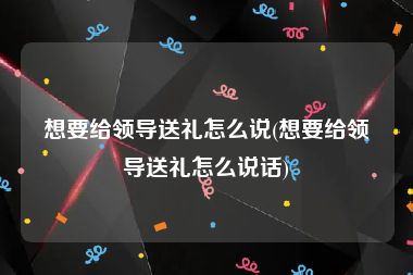 想要给领导送礼怎么说(想要给领导送礼怎么说话)