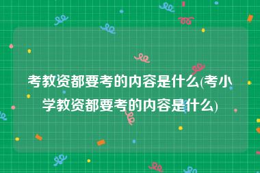 考教资都要考的内容是什么(考小学教资都要考的内容是什么)