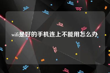 wifi是好的手机连上不能用怎么办