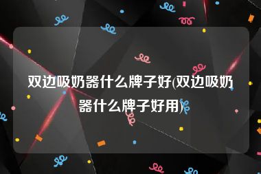 双边吸奶器什么牌子好(双边吸奶器什么牌子好用)