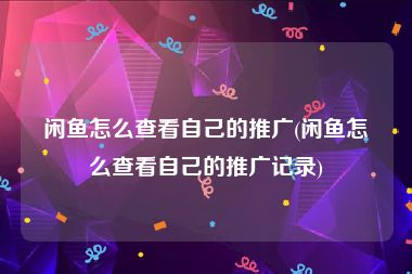 闲鱼怎么查看自己的推广(闲鱼怎么查看自己的推广记录)