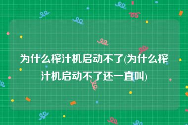 为什么榨汁机启动不了(为什么榨汁机启动不了还一直叫)