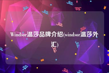 Windsor温莎品牌介绍(windsor温莎外汇)