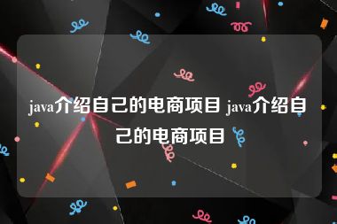 java介绍自己的电商项目 java介绍自己的电商项目