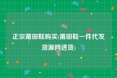 正宗莆田鞋购买(莆田鞋一件代发货源网进货)