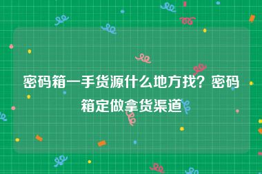 密码箱一手货源什么地方找？密码箱定做拿货渠道