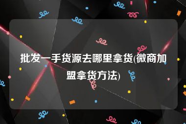 批发一手货源去哪里拿货(微商加盟拿货方法)