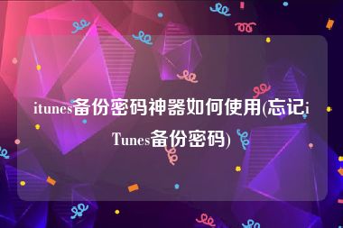 itunes备份密码神器如何使用(忘记iTunes备份密码)