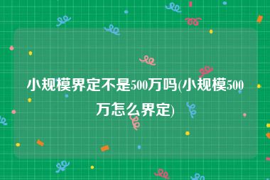 小规模界定不是500万吗(小规模500万怎么界定)