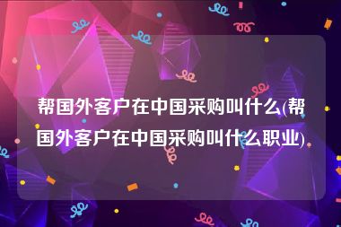 帮国外客户在中国采购叫什么(帮国外客户在中国采购叫什么职业)