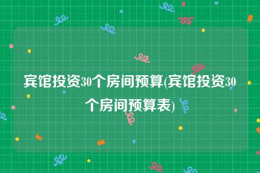 宾馆投资30个房间预算(宾馆投资30个房间预算表)